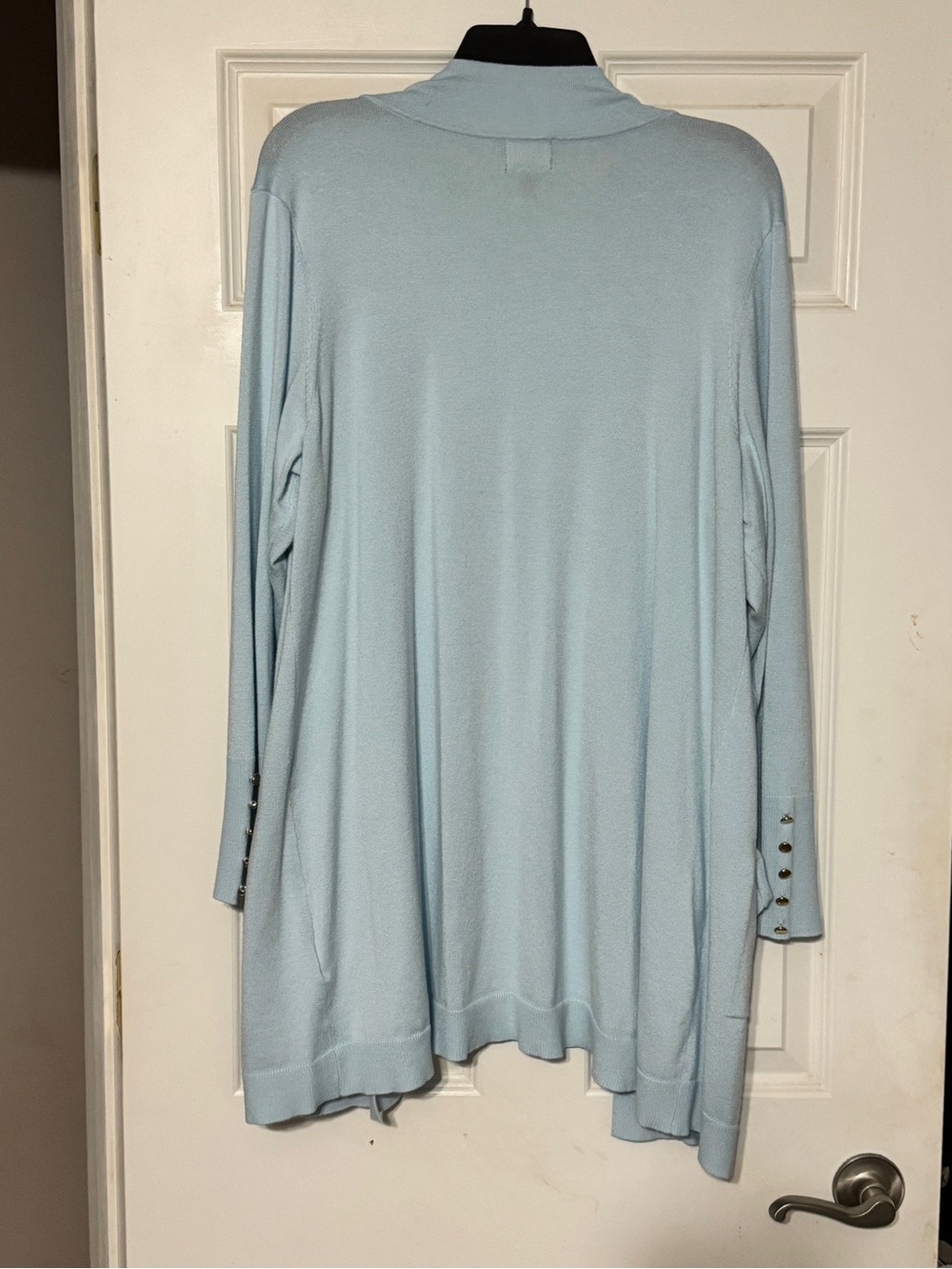 JM Collection Light Blue Open-Front Cardigan with Pockets - Picture 4 of 4